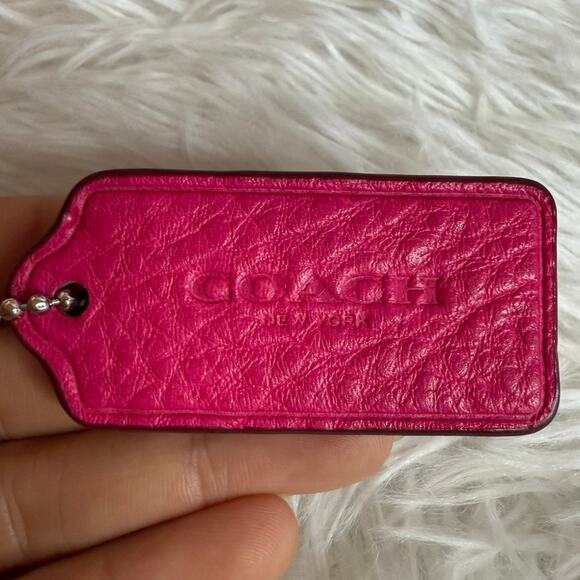 2" COACH Neon Pink Fob Bag Charm Hang tag Hangtag - Picture 1 of 2